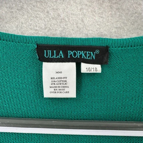 Ulla Popken Full Zip Cardigan Sweater Womens Size 16/18 Teal Green NICE - Picture 8 of 11